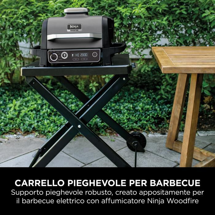 NINJA - Carrello pieghevole BBQ elettrico Woodfire-NERO