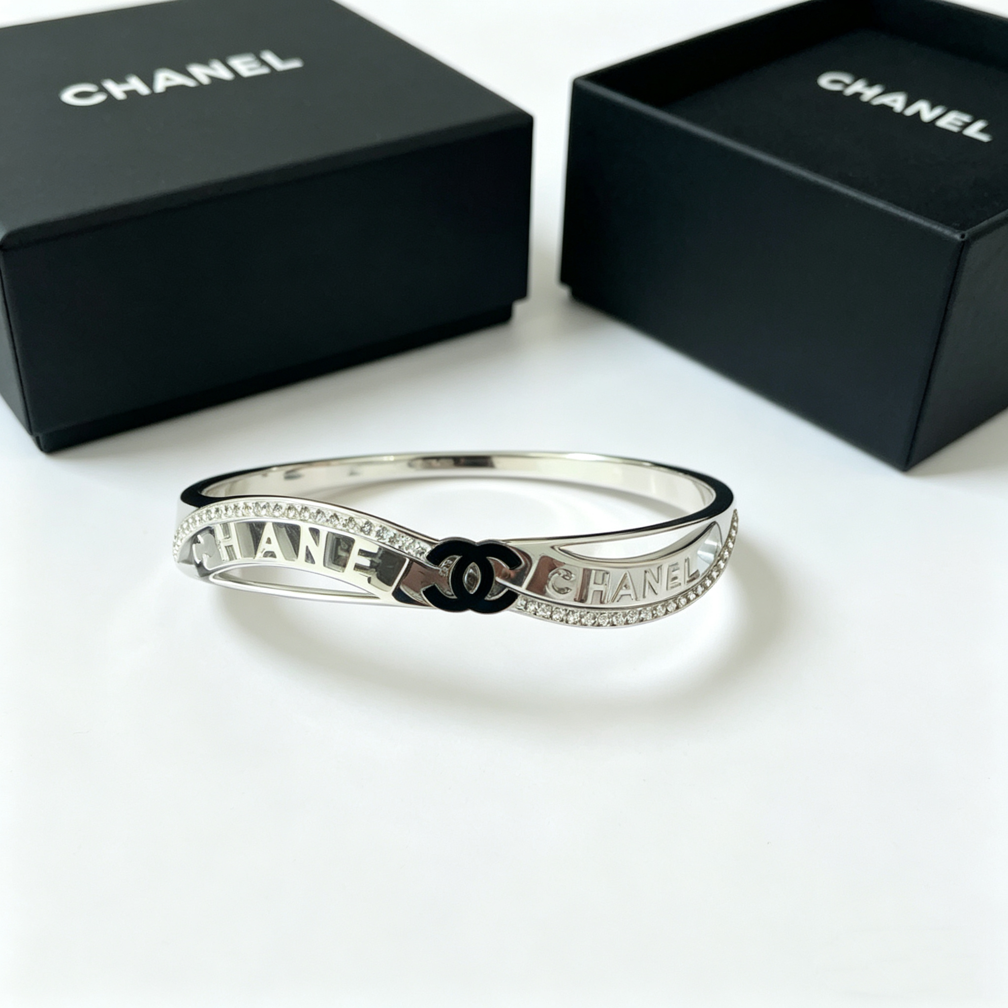 C—Diamond-encrusted metal bangle style 2