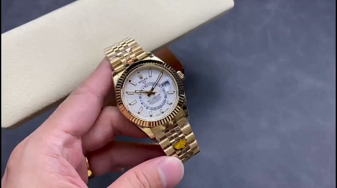 Rolex Sky Dweller 42 Yellow Gold GMT White Dial Jubilee Style M336938 0006 Men's Watch