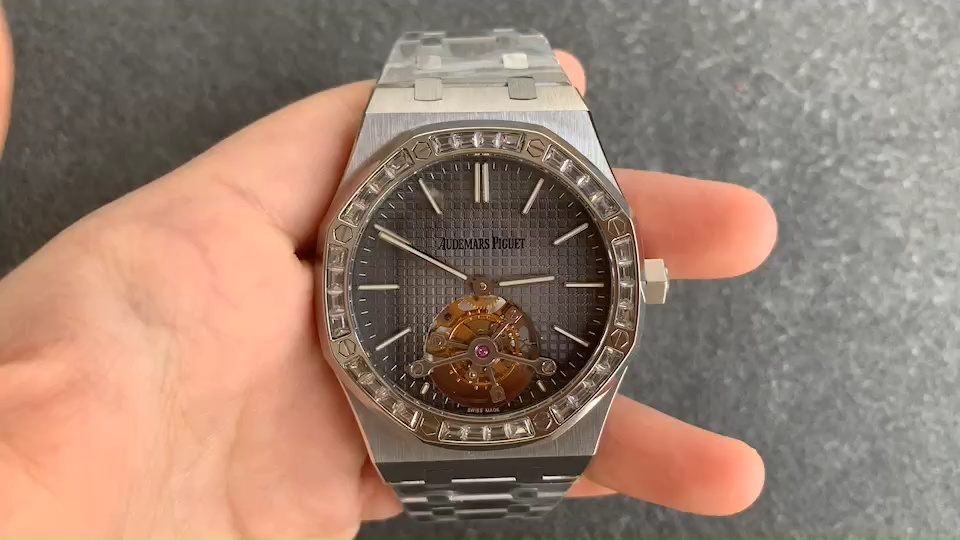 1:1 Clone AP Royal Oak Tourbillon 26516PT.ZZ.1220PT.01 Grey Platinum Diamond