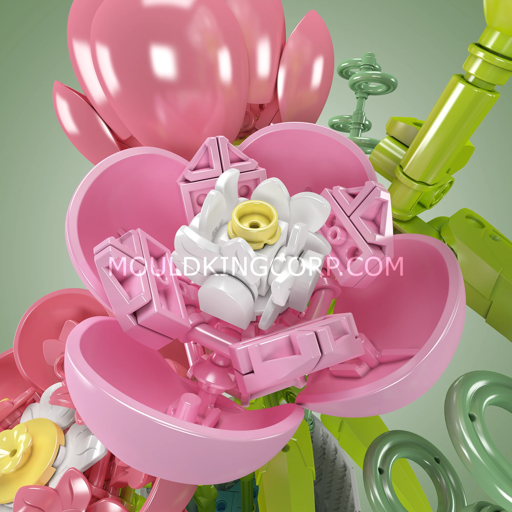 Mould King 10059 Peony Flowers Bouquet Building Set | 866 PCS