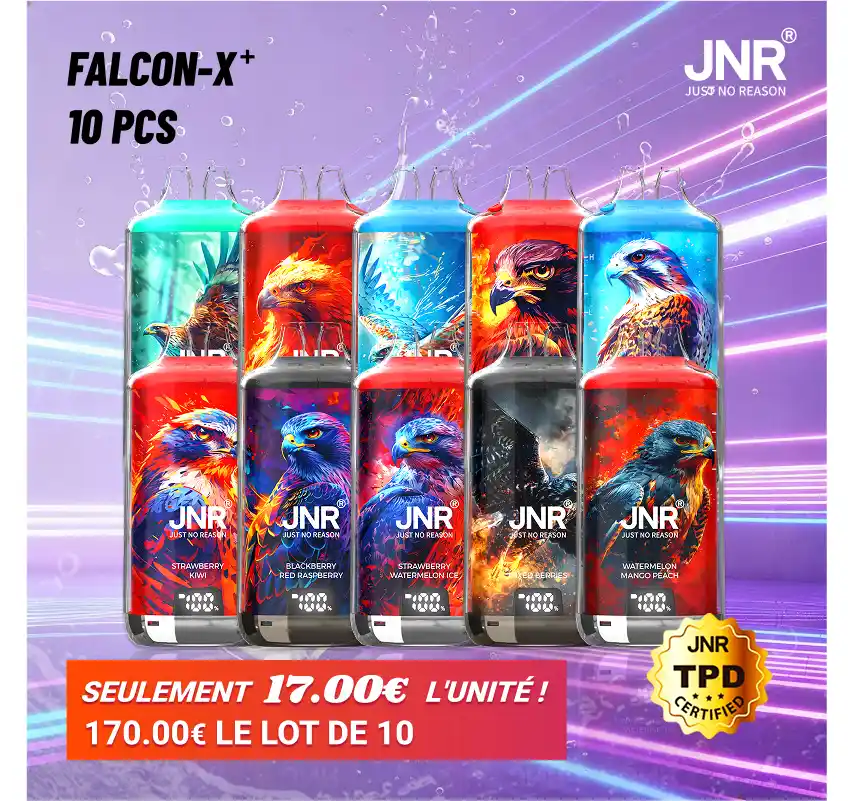 Pack de 10 JNR Falcon X⁺ (Plus) - Édition Trio 28000 Puffs