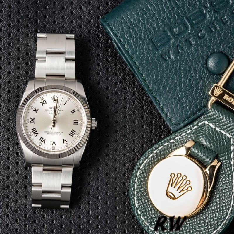 Rolex Oyster Perpetual Air-King 114234 Silver Roman Diamond Dial 41mm Replica Watch