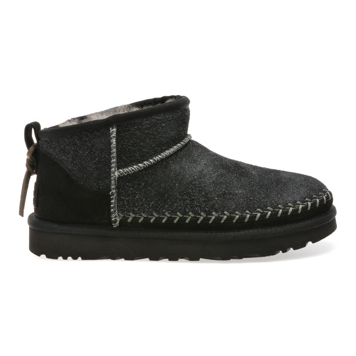 Ghete UGG negre, CLASSIC ULTRA MINI BIARRITZ, din piele intoarsa