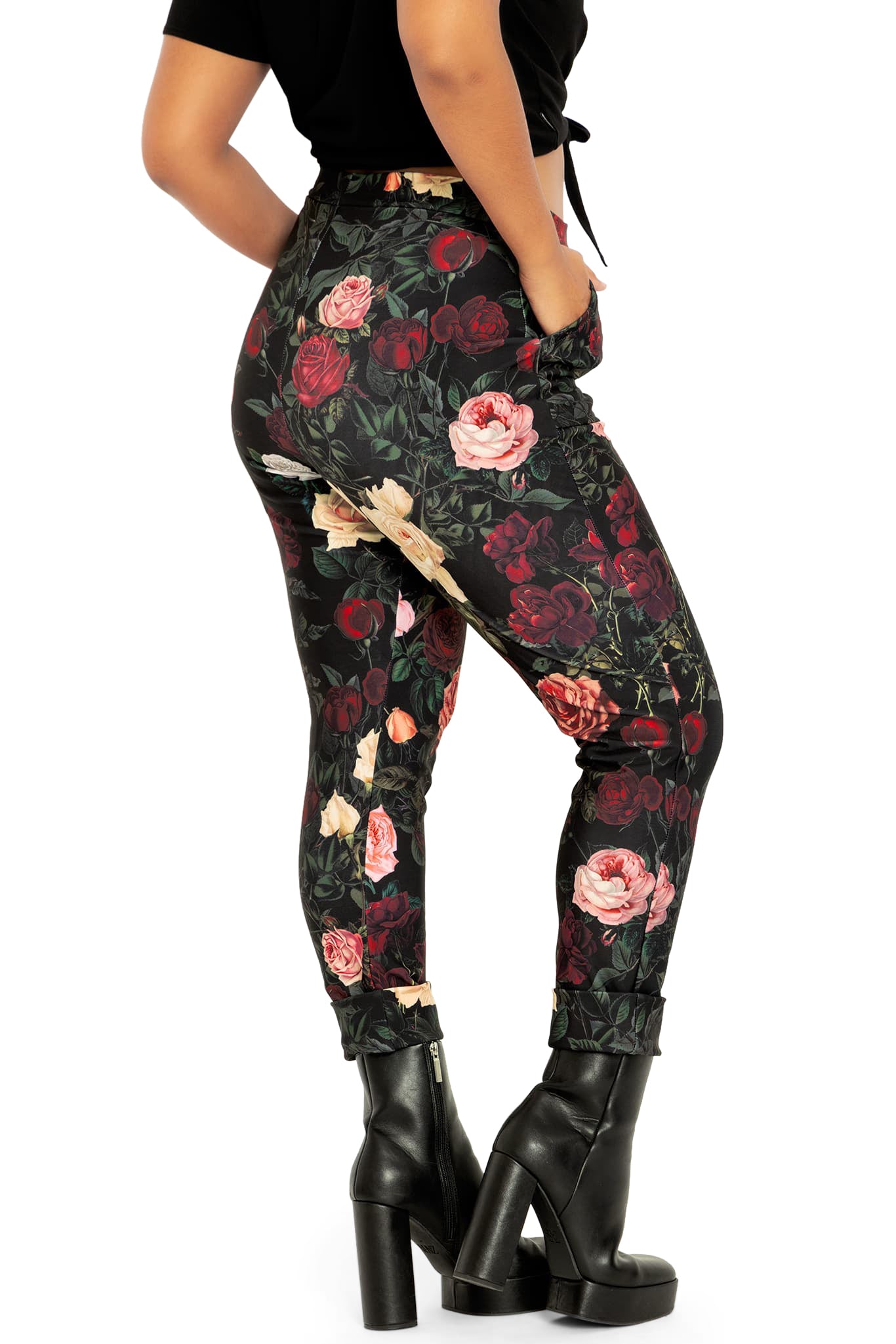 Women’s Rose Print Cuffed Pants