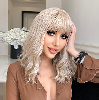 Women's long straight wig with bangs, natural and realistic, perfect for students, a lazy person's daily hair wig.