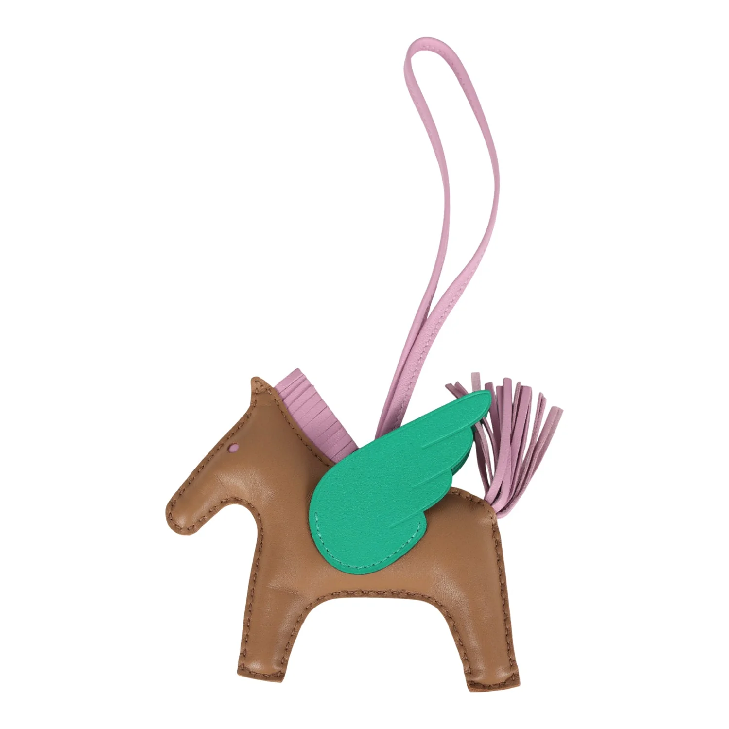 Hermes Pegase Rodeo Bag Charm MM Chai, Mauve Sylvestre and Menthe Milo Lambskin