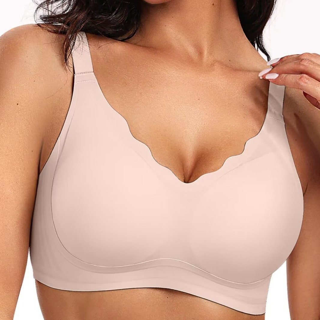 Amazon cross-border plus size lingerie, jelly-like wire-free bra, full cup seamless lingerie, custom-made European and American style bra.