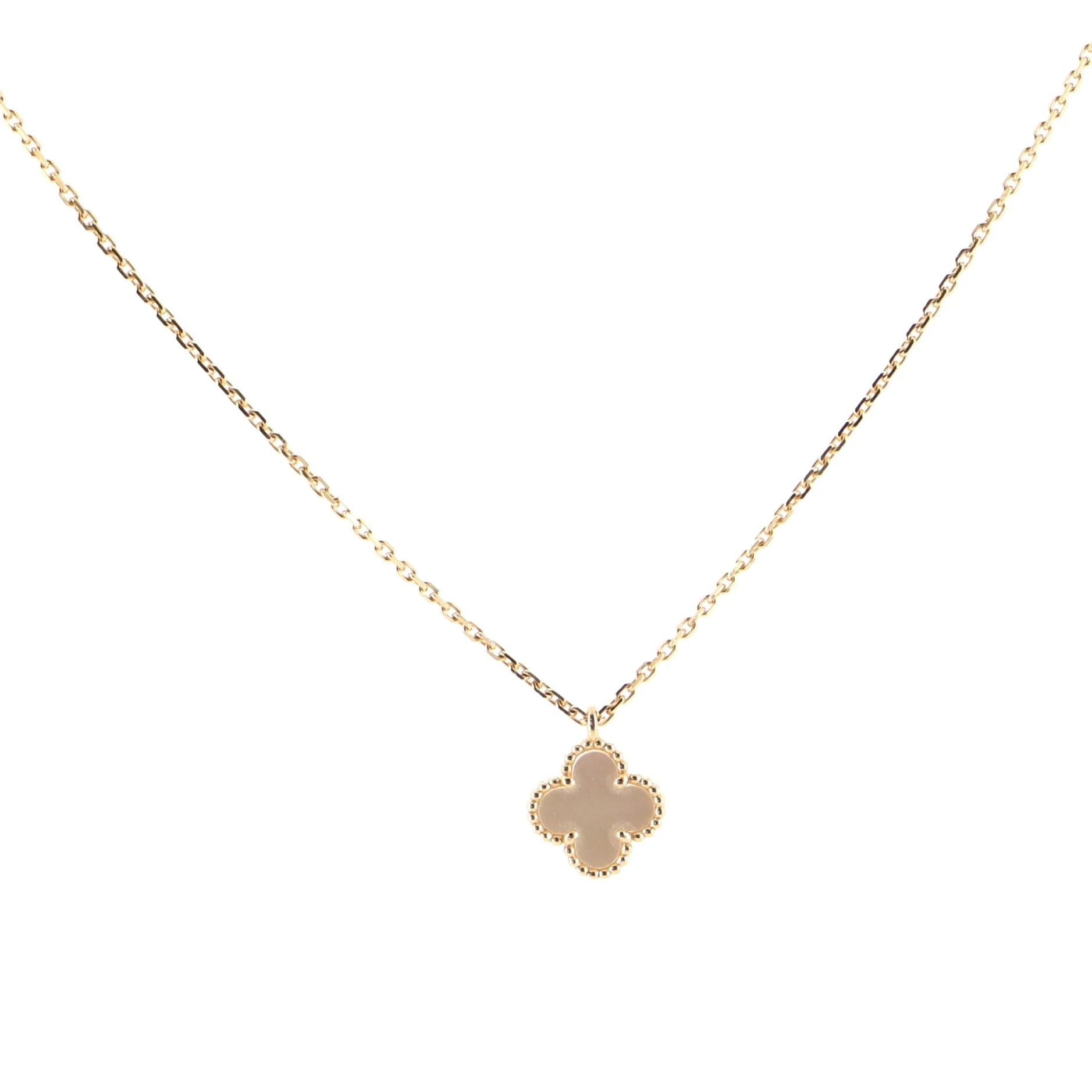 Sweet Alhambra Pendant Necklace 18K Yellow Gold and Mother of Pearl