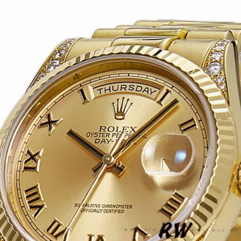 Rolex Day-Date 118338 Champagne Dial Roman Numerals 36mm Unisex Replica Watch
