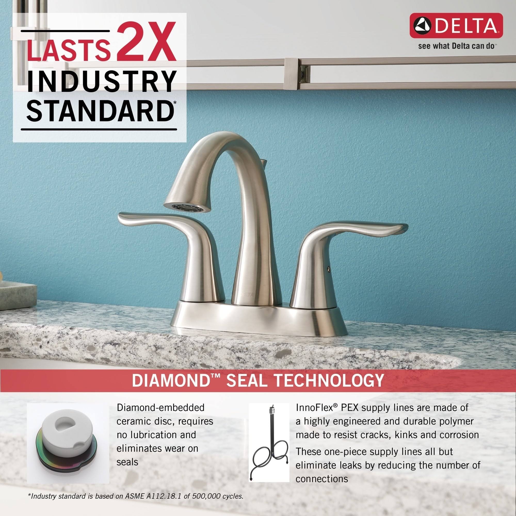 Delta 2538-SSMPU-DST Lahara Two Handle Centerset Bathroom Faucet - Stainless
