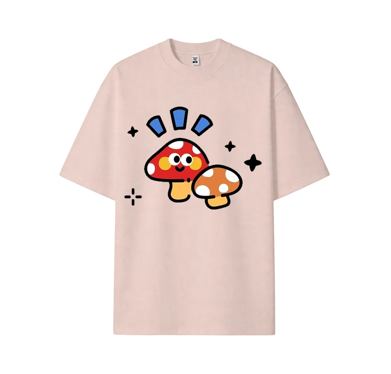 A cute short-sleeved shirt with a two-mushroom print is a must-have item in your summer wardrobe.