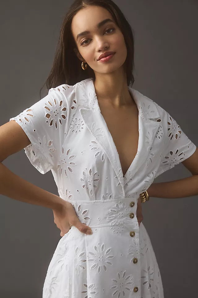 Eyelet Shirt Dress WHITE