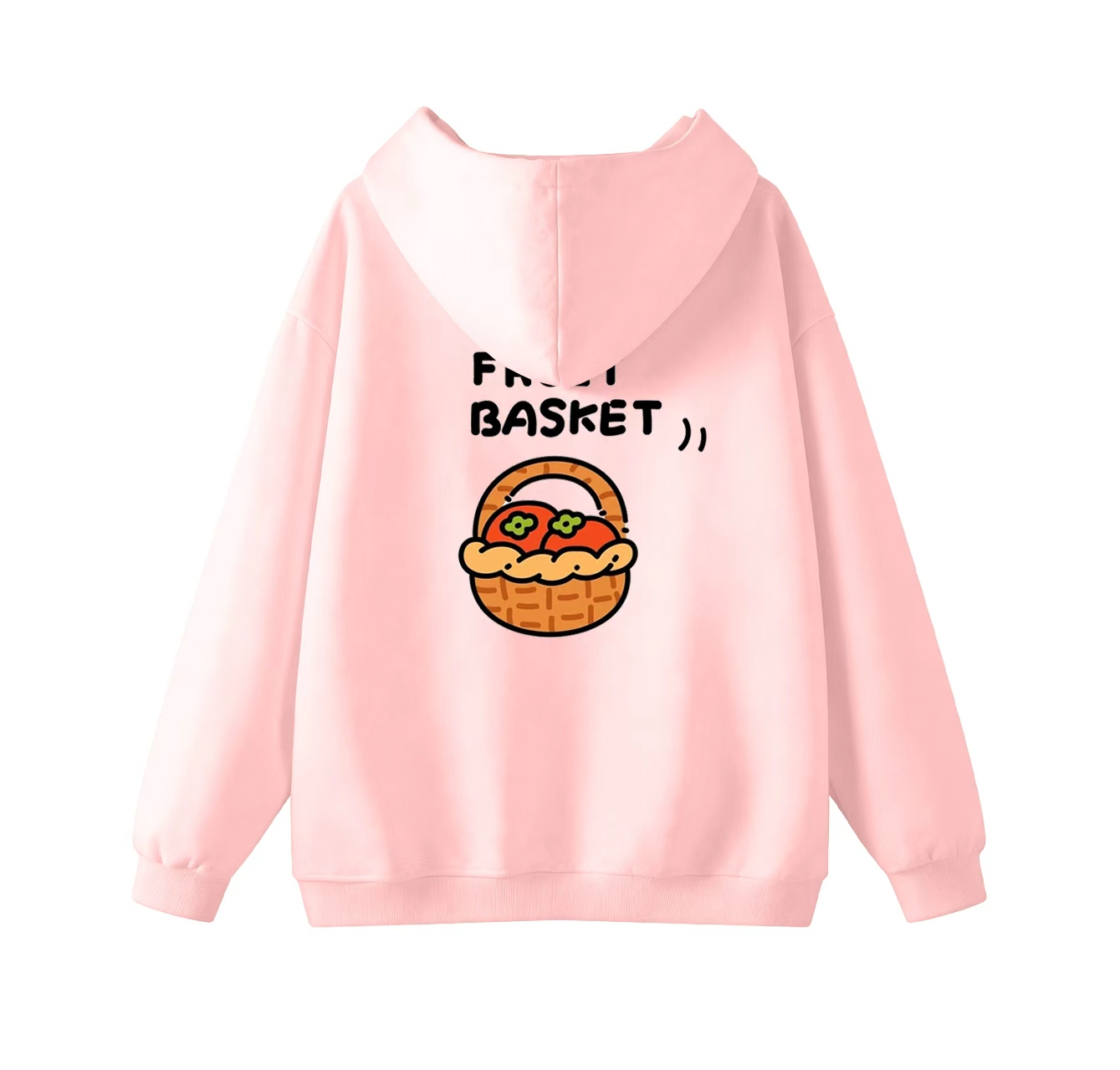 This adorable hooded sweatshirt features a fruit basket print and is a casual pullover. Its stand-up collar design also makes it an ideal choice for winter wear.