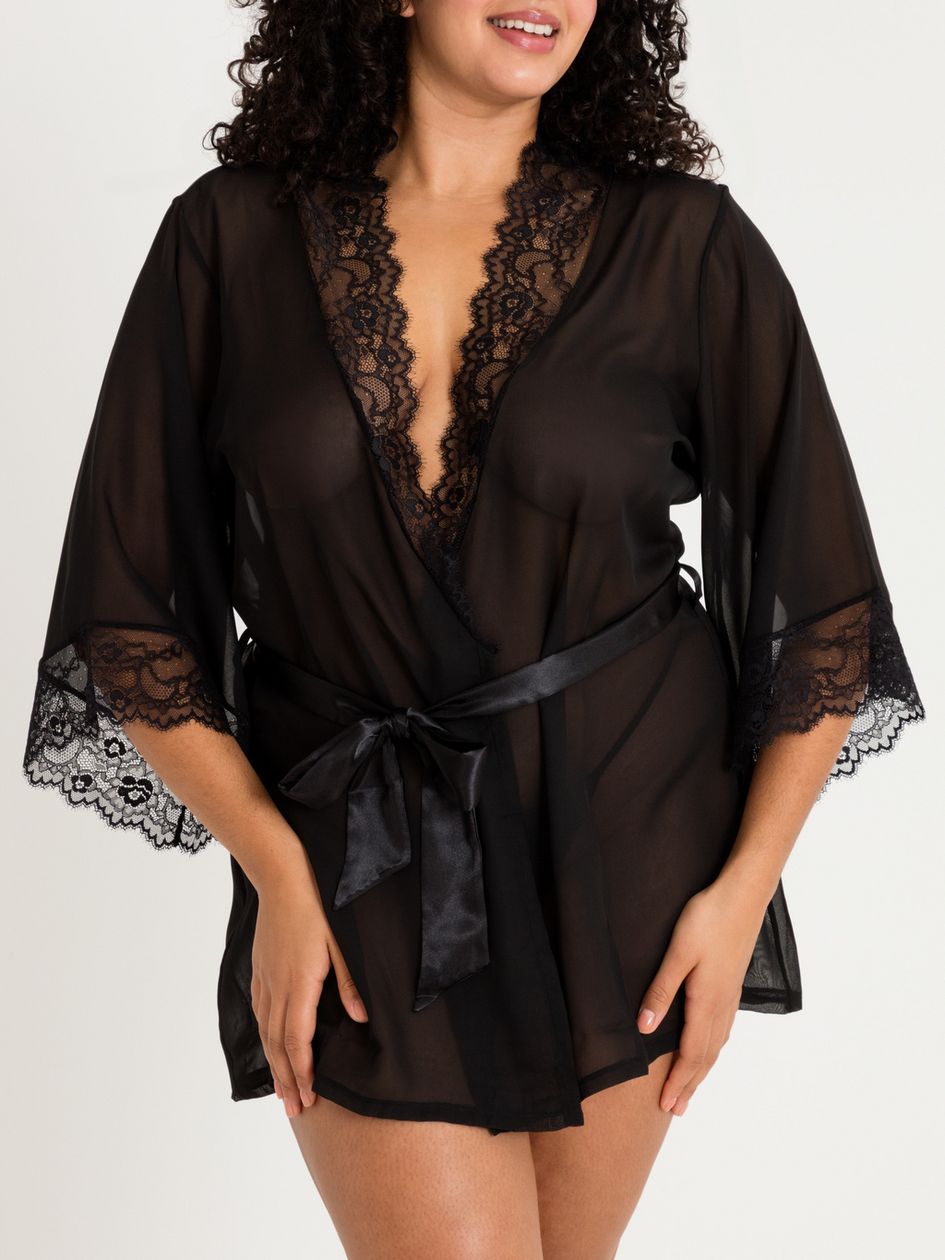 Lovehoney Plus Size Barely There Sheer Black Robe