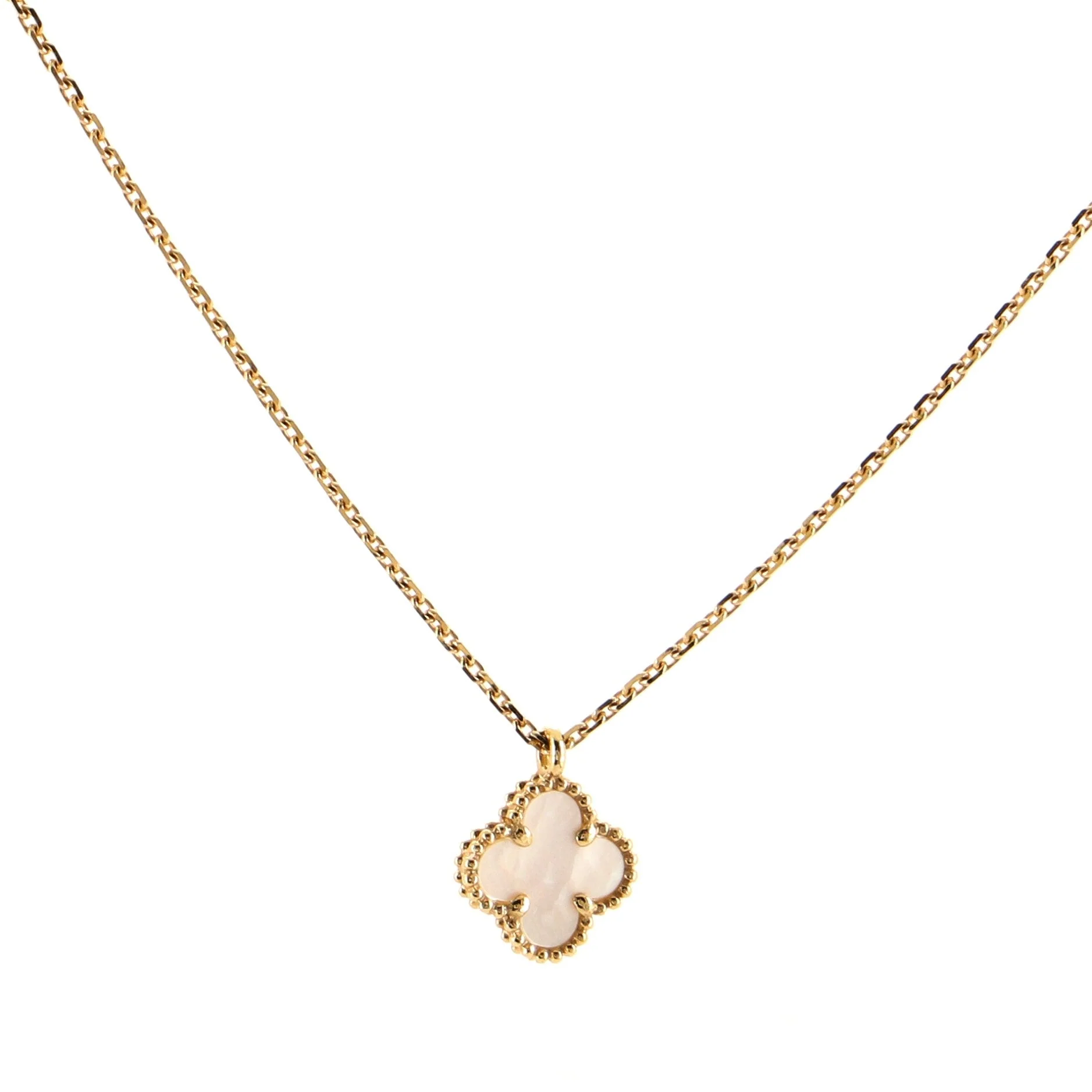 Sweet Alhambra Pendant Necklace 18K Yellow Gold and Mother of Pearl