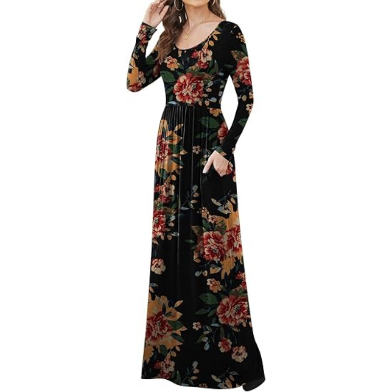Women Casual Long Sleeve Maxi Dresses
