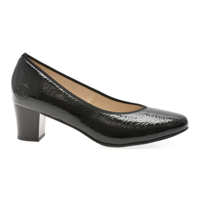 Pantofi eleganti RIEKER negri, 44650, din piele ecologica lacuita