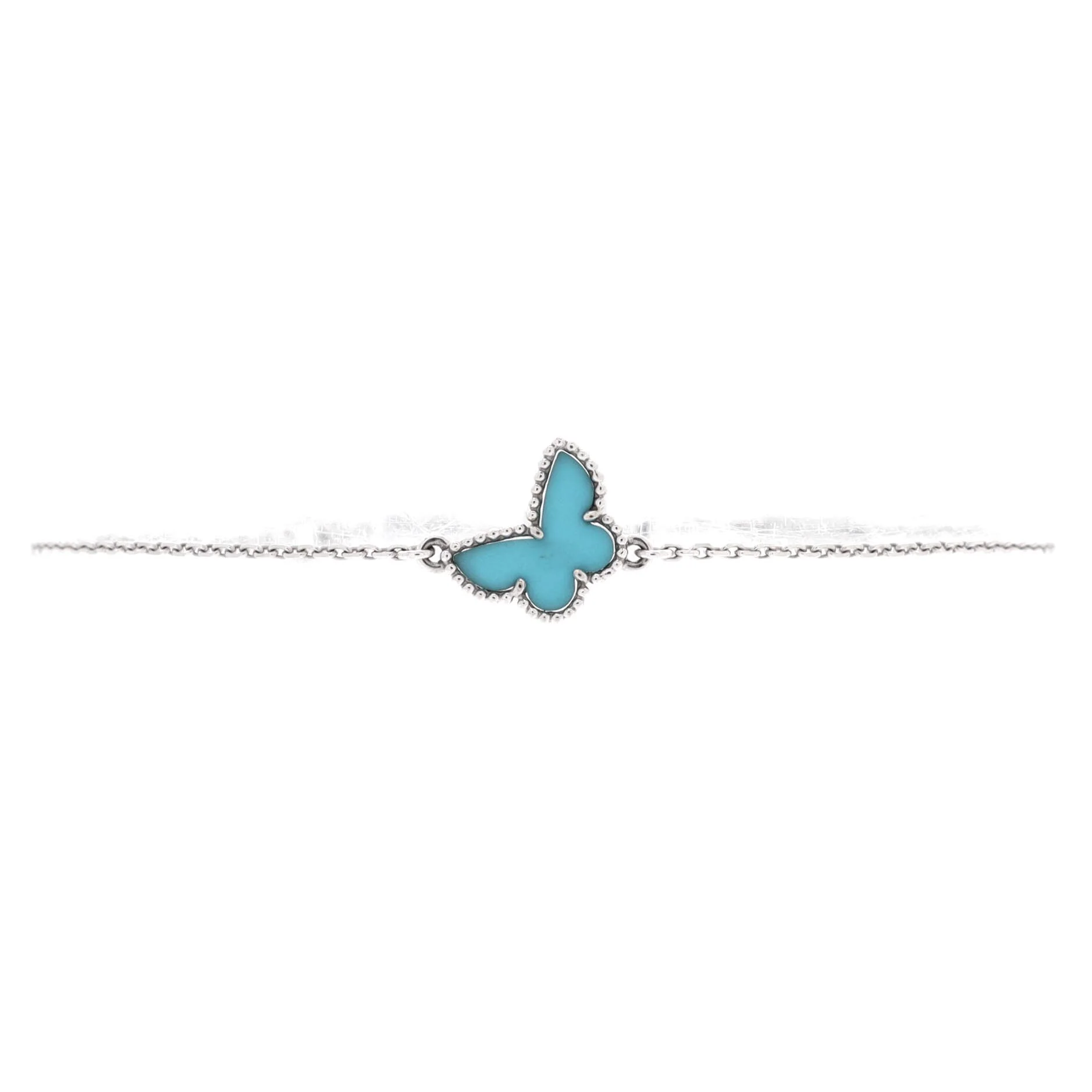 Sweet Alhambra Butterfly Bracelet 18K White Gold and Turquoise