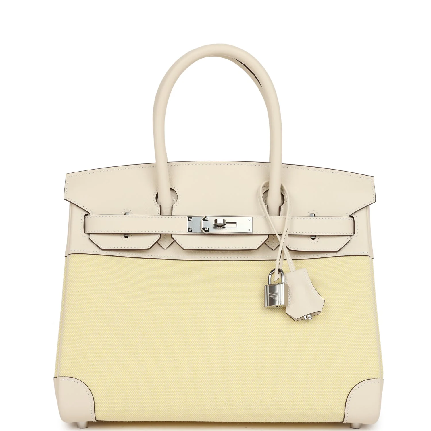 Hermes Birkin 30 Nata Swift and Jaune Poussin Toile H Canvas Palladium Hardware