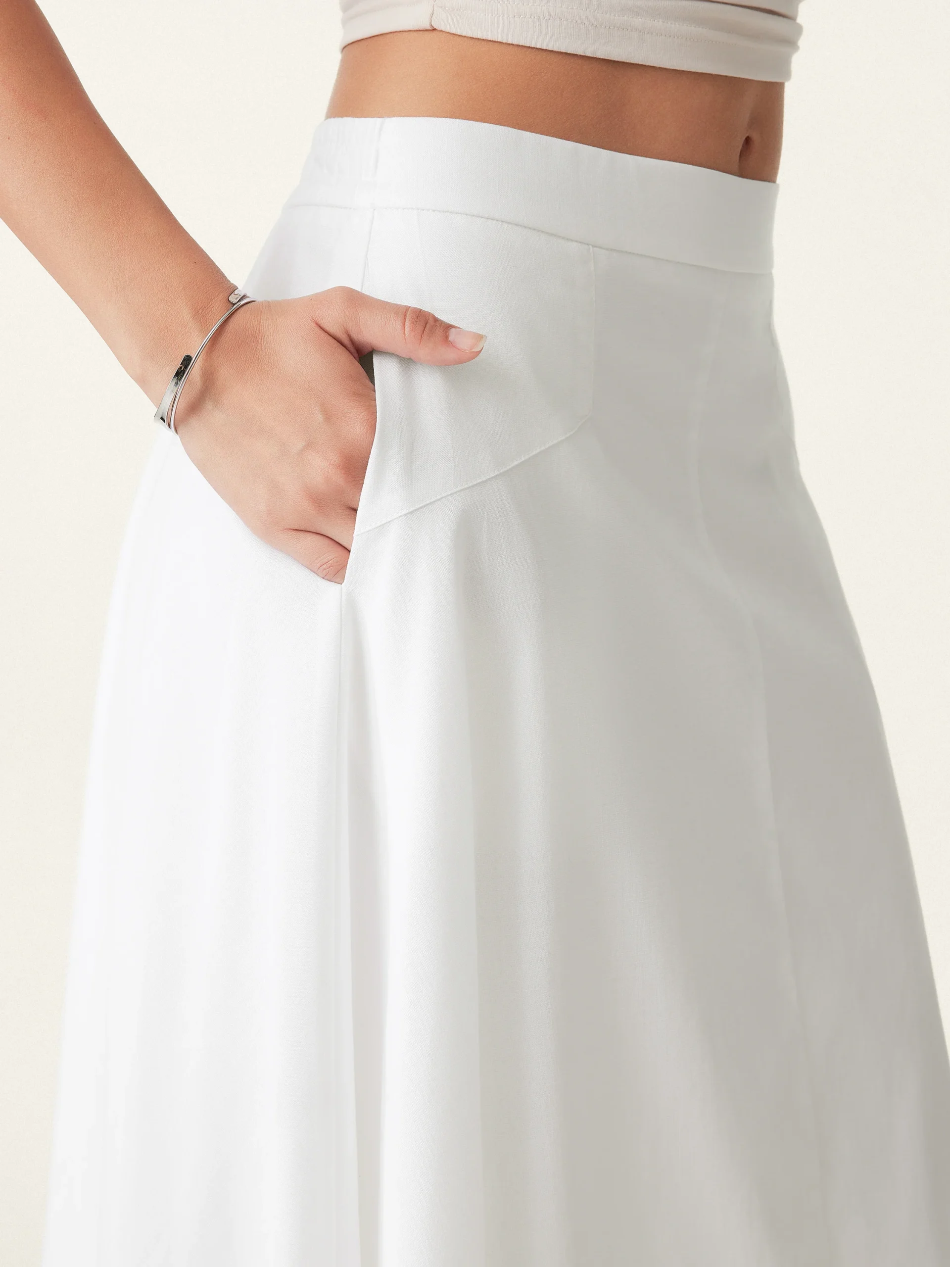 Pull-on Midi Skirt with Pockets