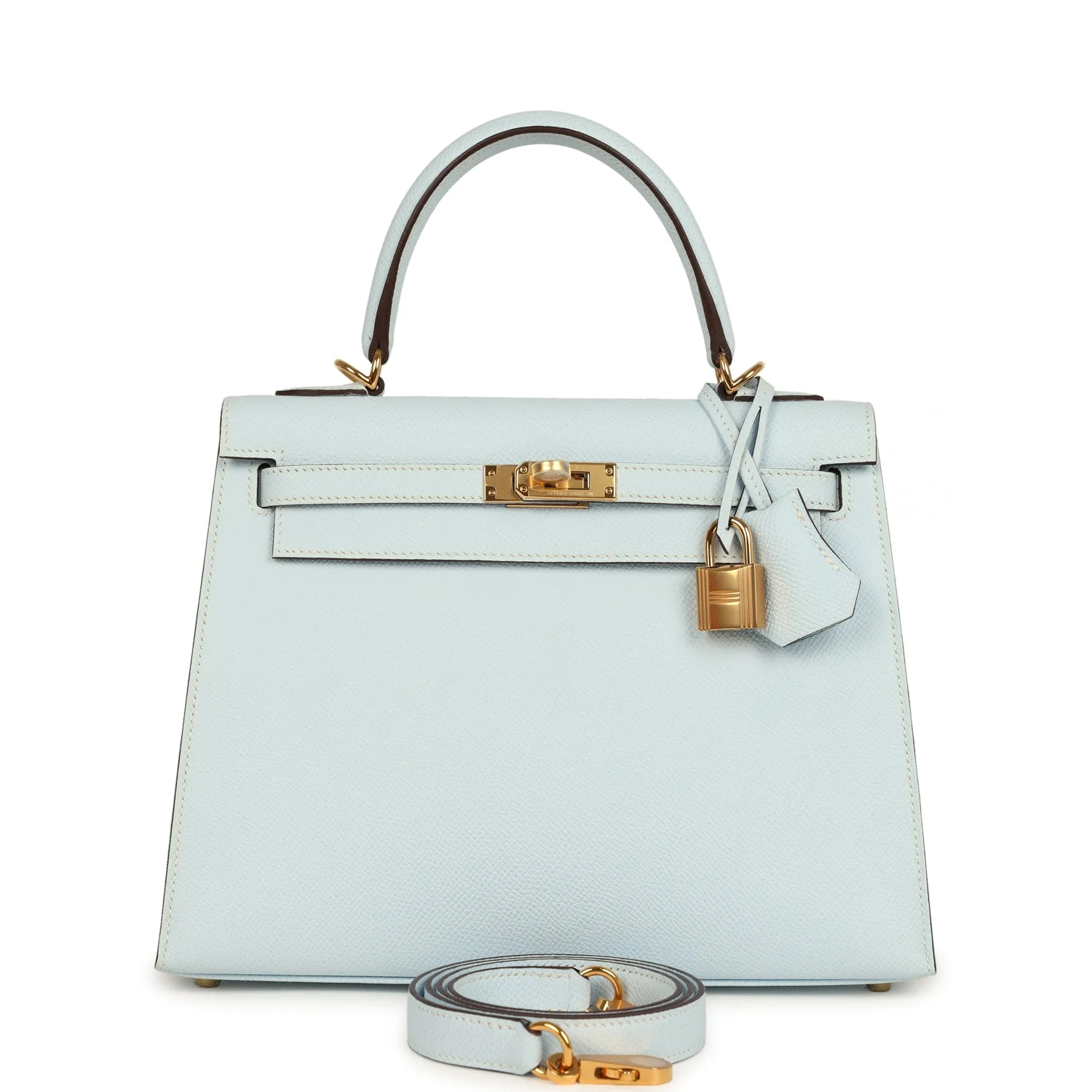 Hermes Kelly Sellier 25 Bleu Brume Epsom Gold Hardware