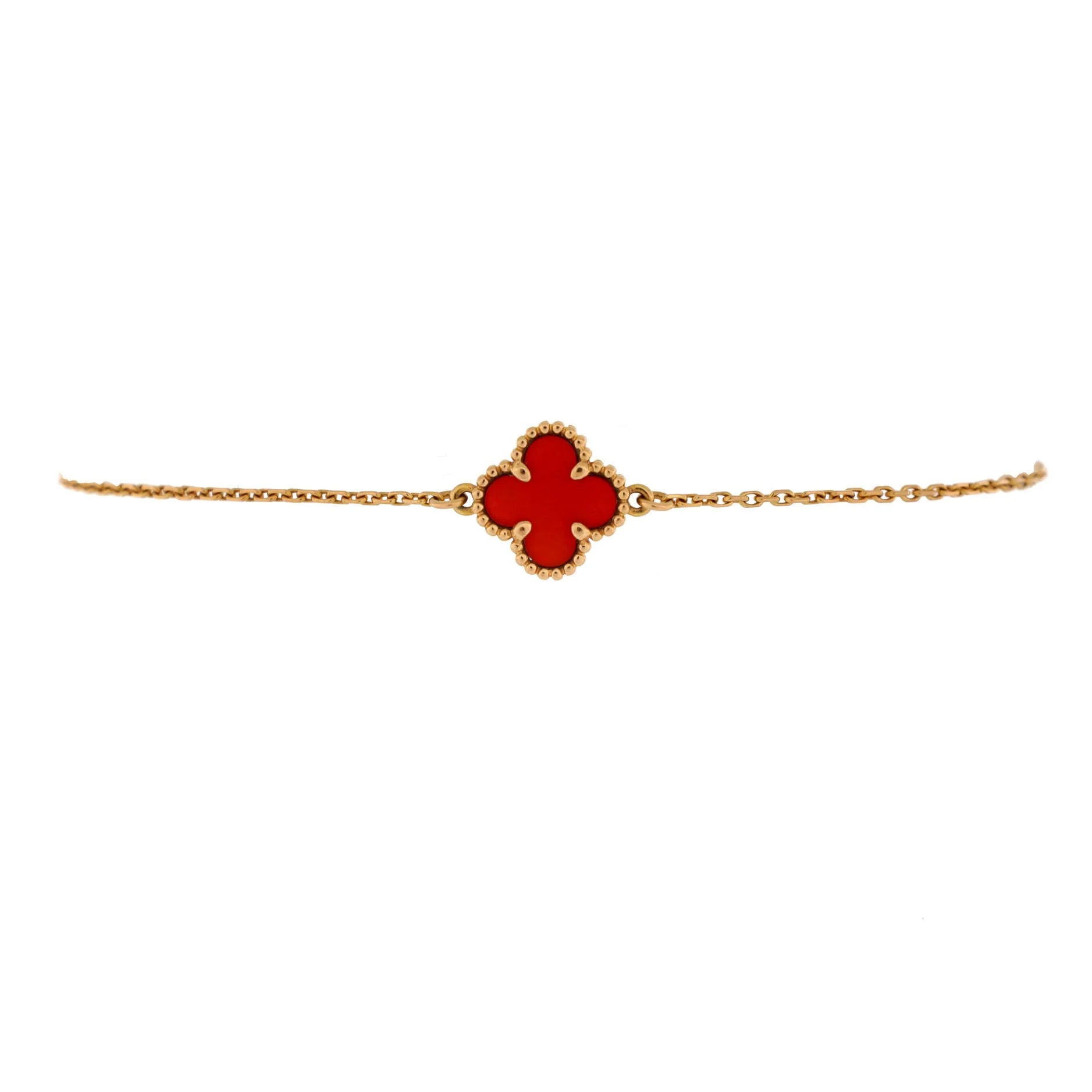 Sweet Alhambra Bracelet 18K Rose Gold and Carnelian