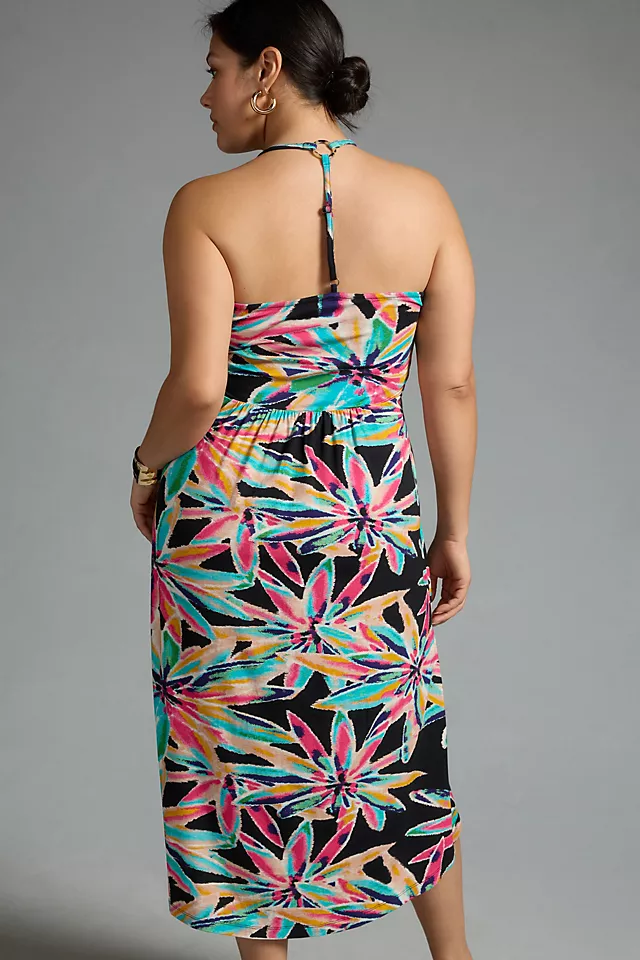 Twist-Front Cover-Up Dress BLACK MOTIF