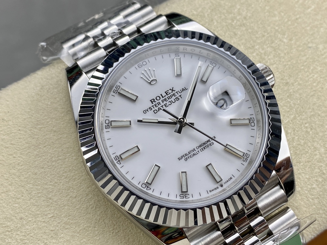 Rolex Datejust 41 Steel & White Gold White Dial Jubilee Bracelet M126334 0010 Men's Watch