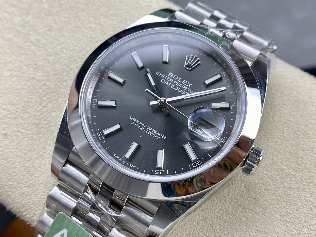 Rolex Datejust 41 Stainless Steel Grey Dial Jubilee Band M126300 0008 Men's Watch
