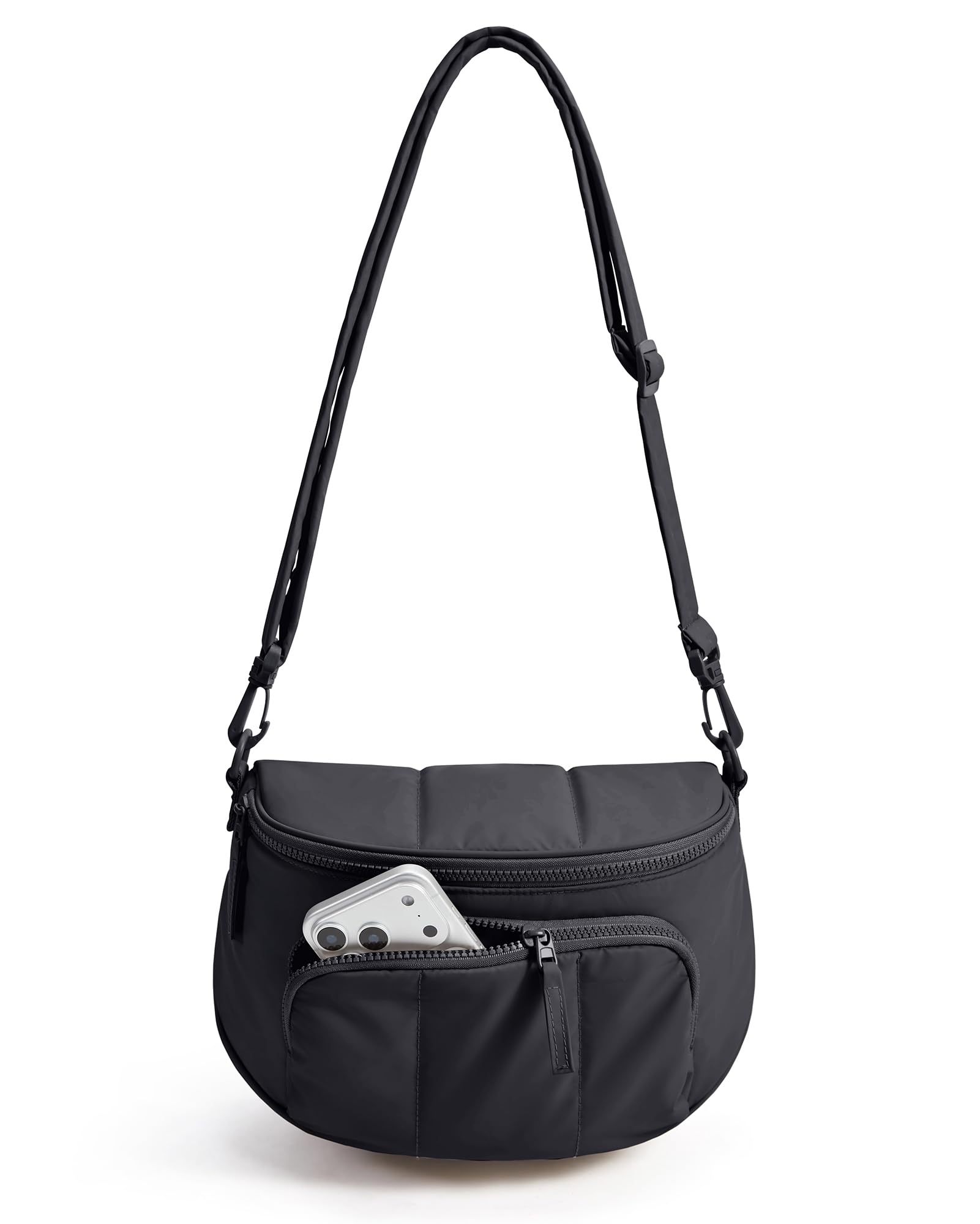 BAGSMART Puffer Crossbody Bum Bags for Women, Small Cross Body Purses for Women Travel & Work, Quilted Water-resistant Hobo 4L, Quilted, Puffy, Mom, Everyday bag,Black
