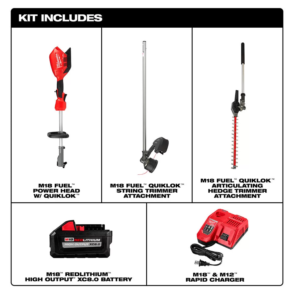 Milwaukee 2825-21HT M18 FUEL Cordless String Trimmer / Hedge Trimmer Attachment