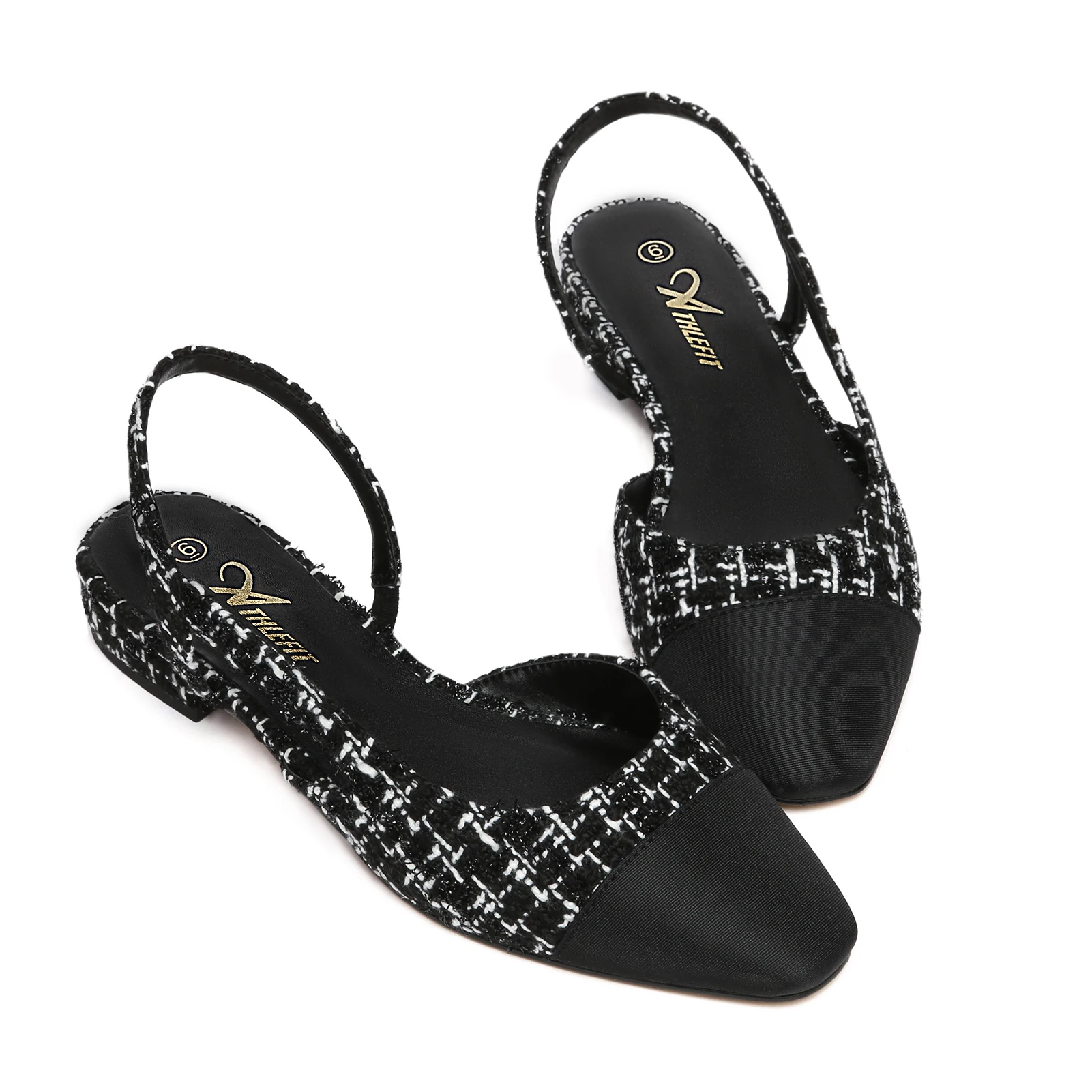 Slingback Flats for Women Square Pointed Toe Two Toned Flats Wedding Pumps for Women