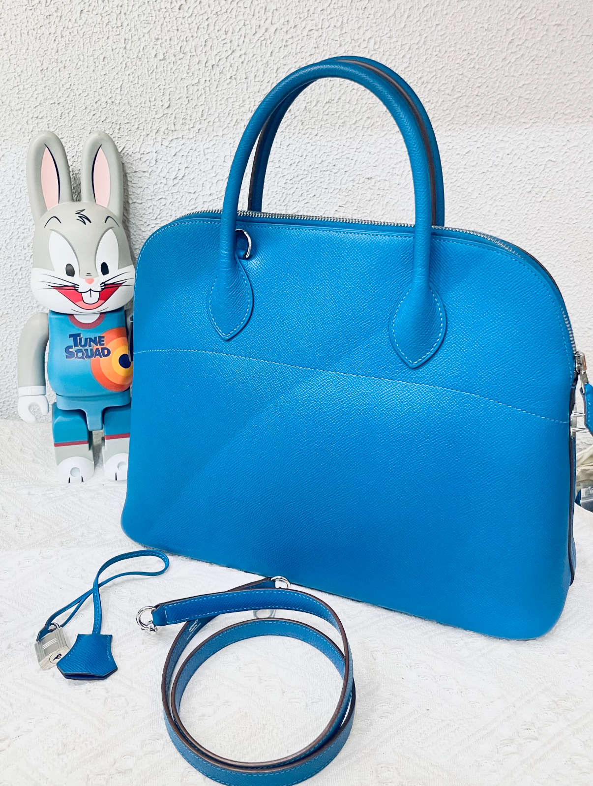 Hermès Bolide 25 Tanzanian Blue silver Buckle Custom