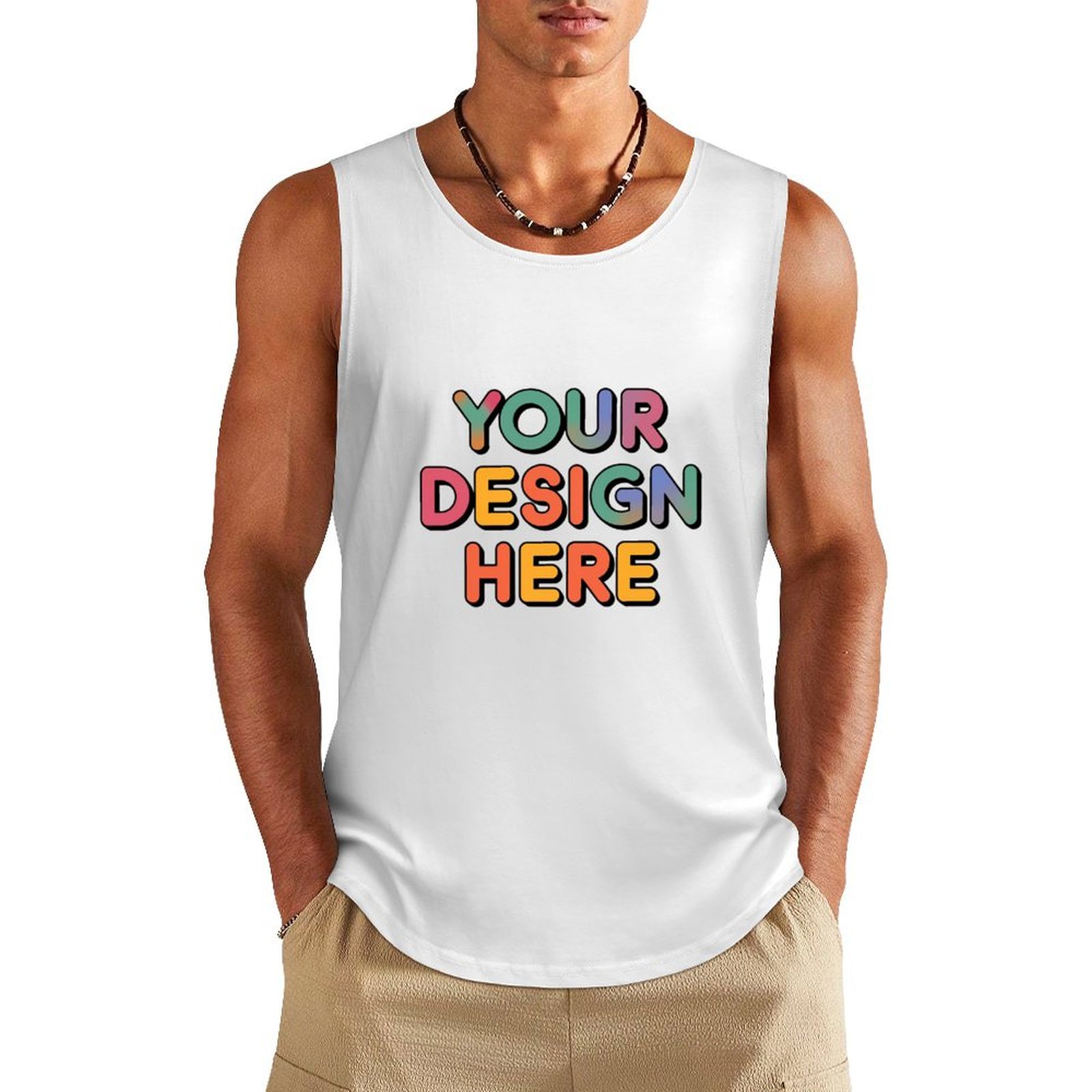 Personalized Custom Men’s 100% Cotton Sleeveless Vest