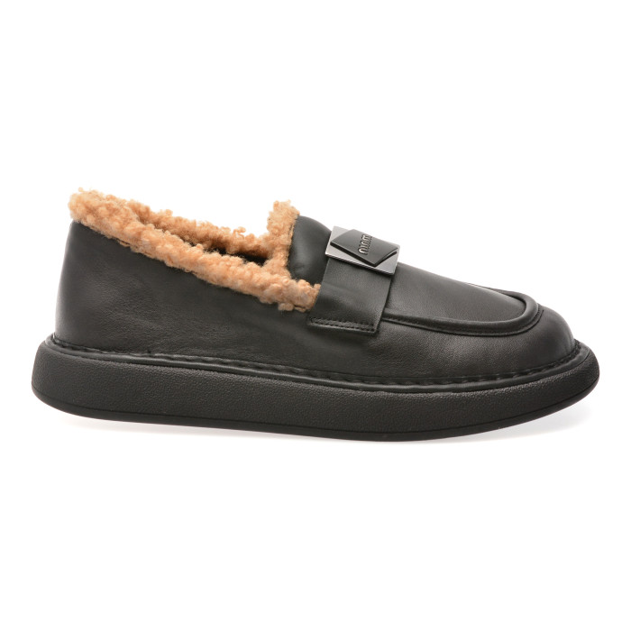 Mocasini IMAGE negri, 146A262, din piele naturala