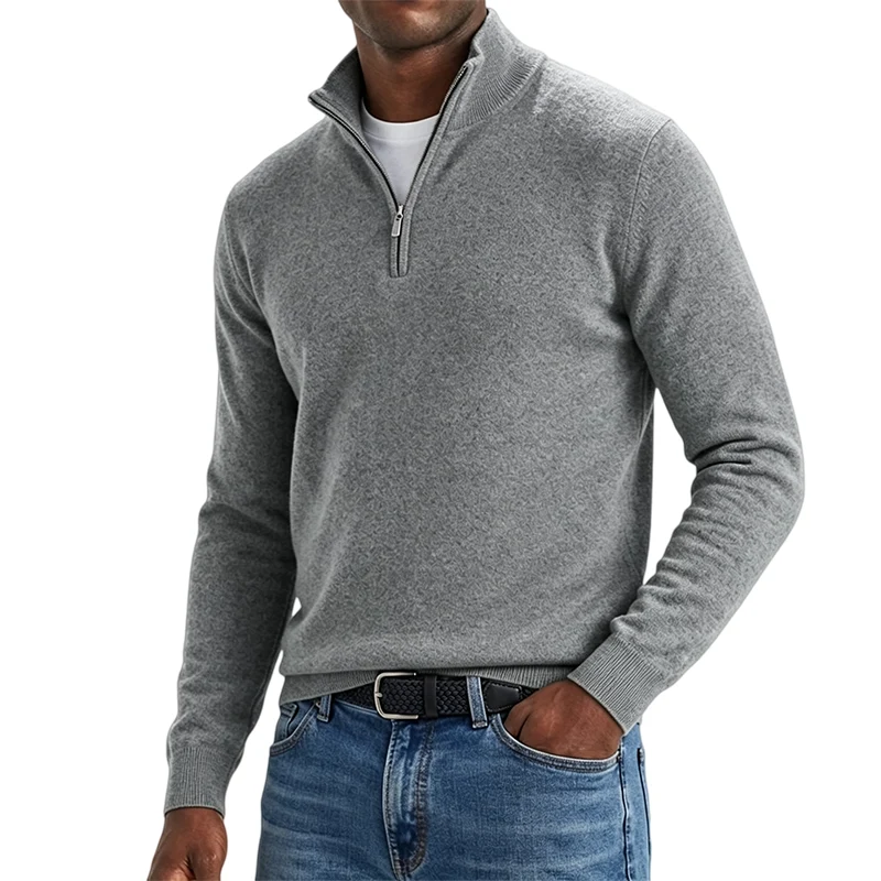 Mivanity Men's Quarter-Zip Stand-Up Collar Polo Shirt