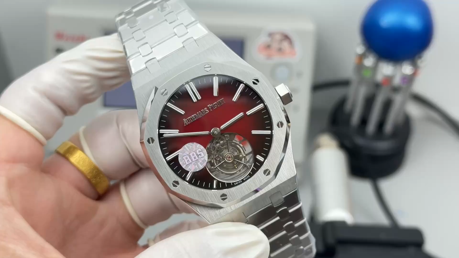 AP Royal Oak Flying Tourbillon 26730ST.OO.1320ST.05 Wine Red Dial Replica