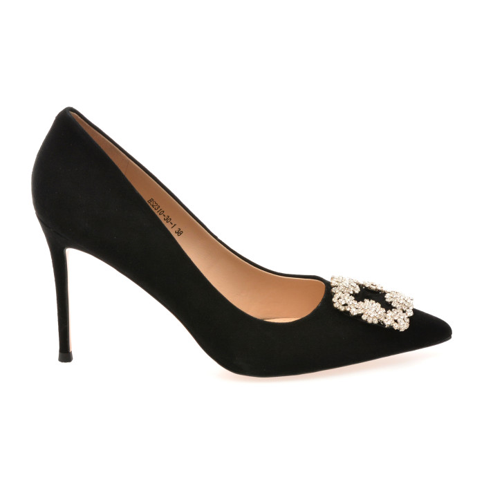 Pantofi eleganti EPICA PREMIUM negri, 2310, din piele intoarsa