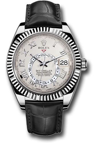 Rolex,Sky-Dweller White Gold Sky-Dweller Watch - Ivory Roman Dial - Black Leather Strap - 326139 iv
