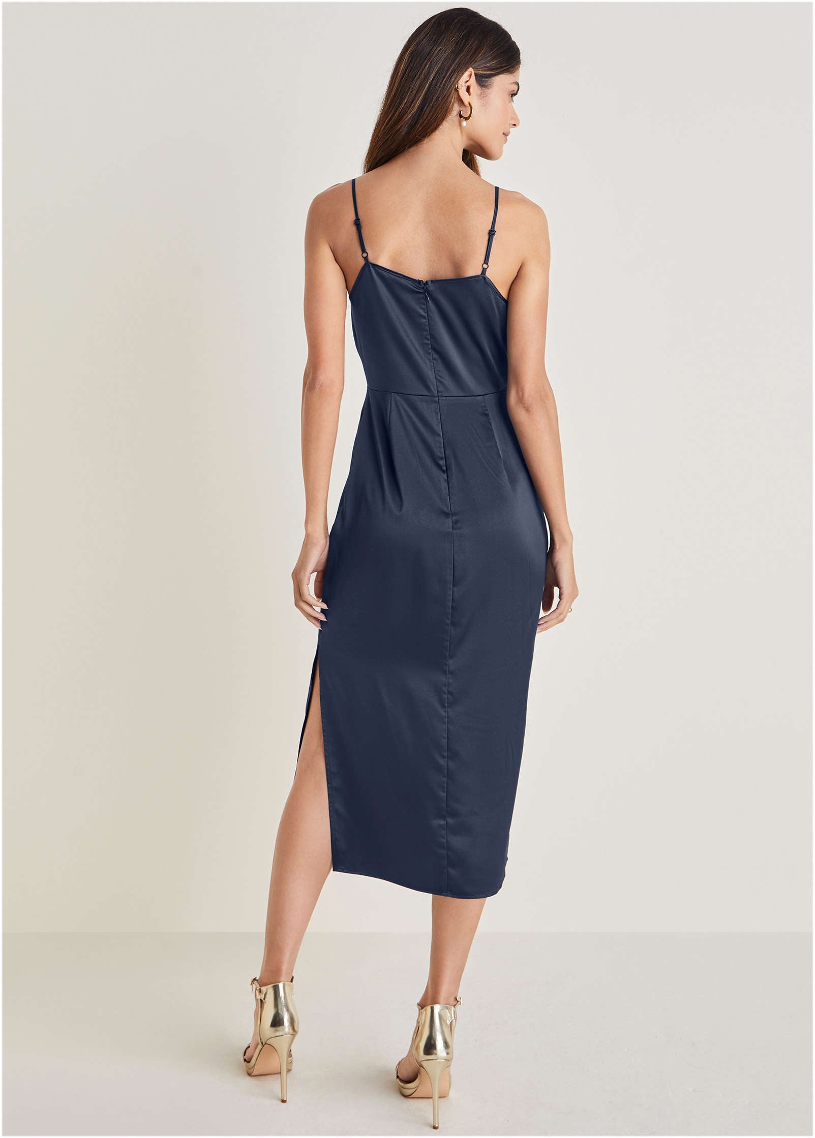 Cowl Neck Slip Dress – Navy