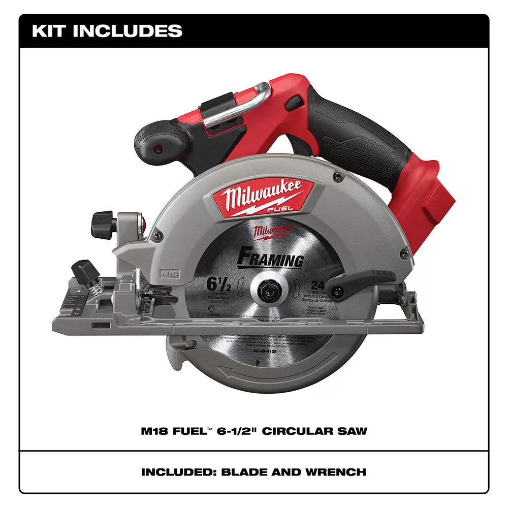 Milwaukee 2730-20 M18 FUEL 18V 6-1/2-Inch Circular Saw w/ Blade - Bare Tool