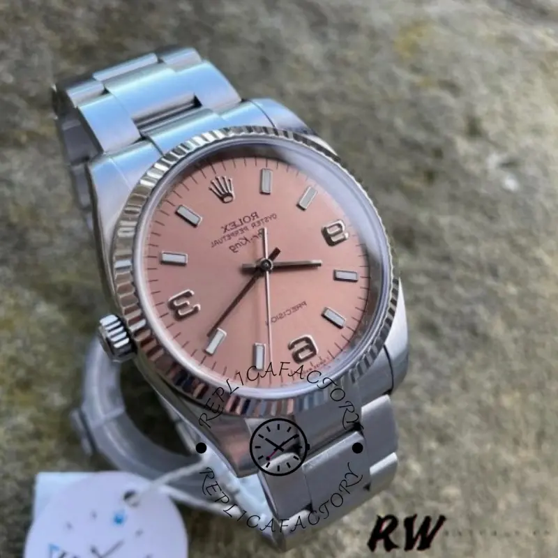 Rolex Oyster Perpetual Air-King 114234 Pink Dial 34mm Unisex Replica Watch