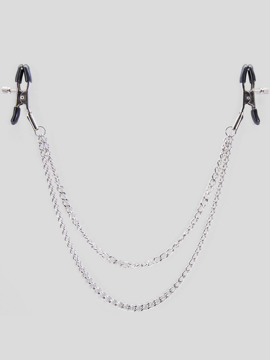 Bondage Boutique Adjustable Nipple Clamps with Double Chain