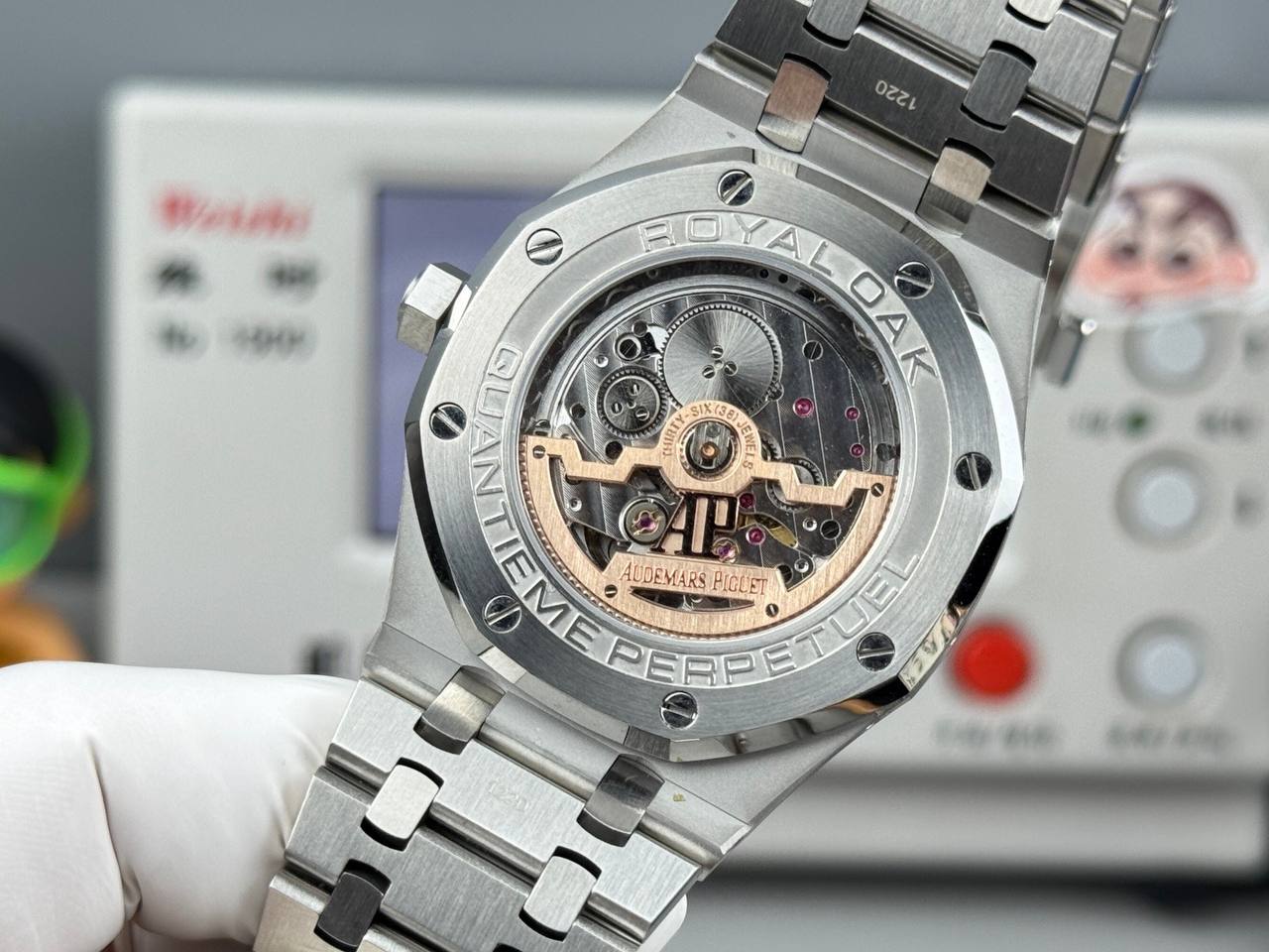 AP Royal Oak Diamond Set Steel Watch 41mm Pink Dial