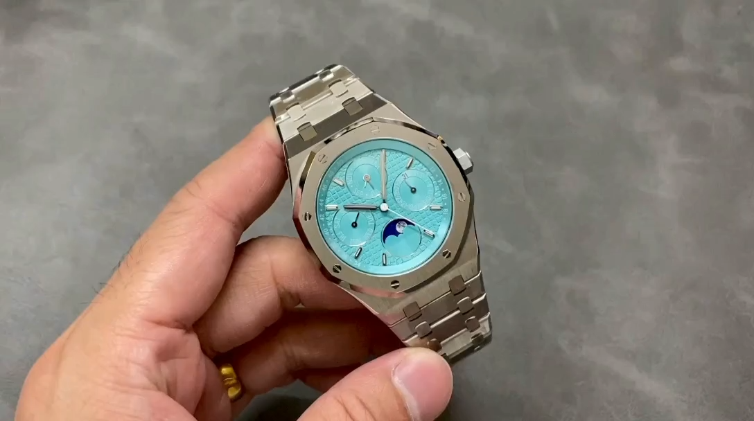 AP 1:1 Clone Royal Oak Perpetual Calendar 26613ST.OO.1220ST.01 Turquoise Blue Dial