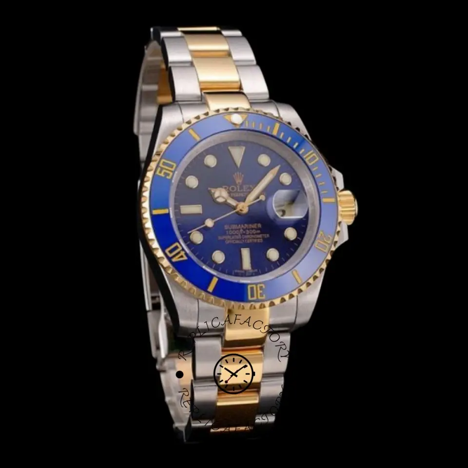 Rolex Submariner PR16233B Two Tone Blue Dial 41mm Mens Replica Watch