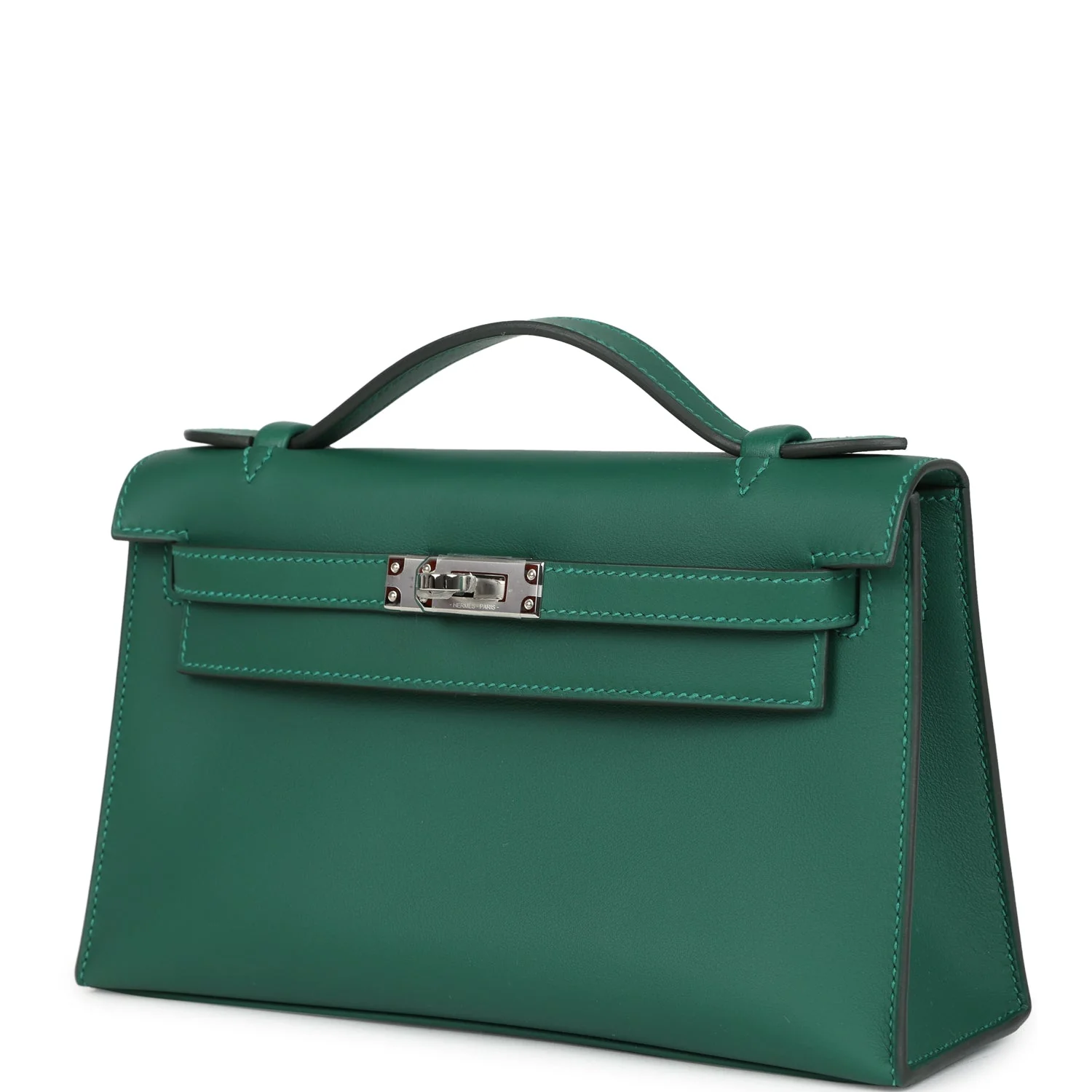 Hermes Kelly Pochette Vert Moyen Swift Palladium Hardware