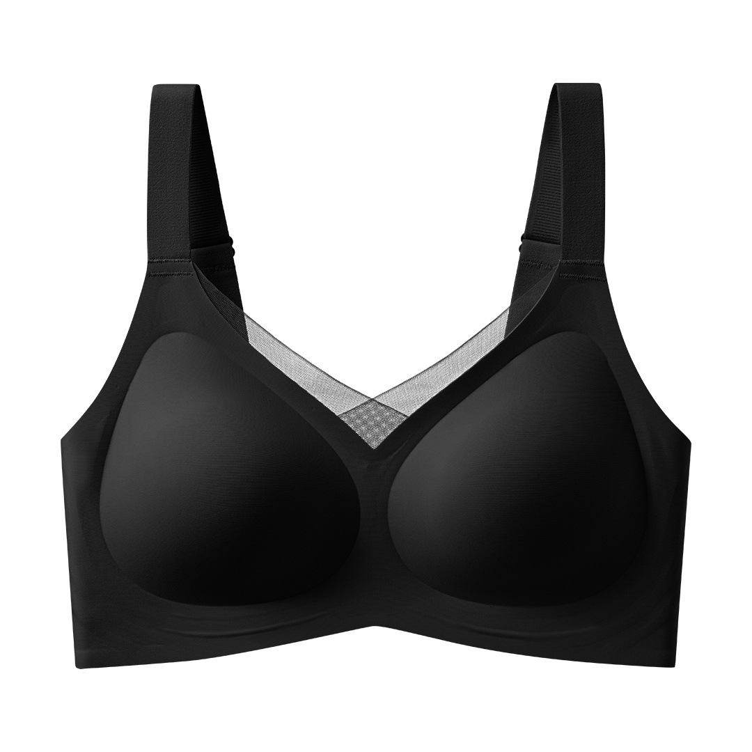 Vervain European and American cross-border women's plus size wire-free bra with soft support, mesh crossover bra, seamless and push-up.