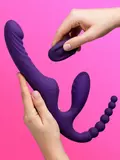 Playboy Hug It Out Triple Stimulation Inflatable Strapless Strap-On